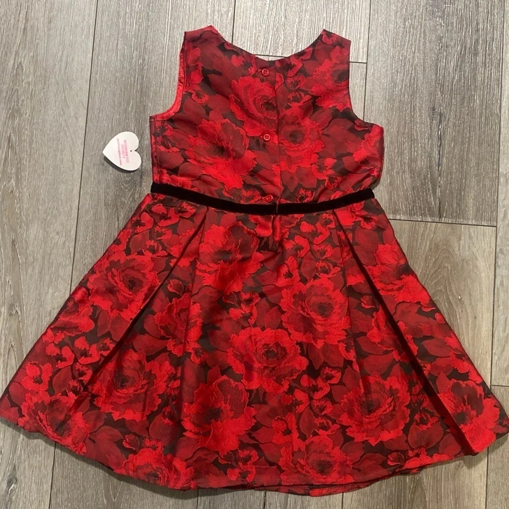 The Children’s Place Holiday Red Floral Fit & Flare Sleeveless Dress 5T